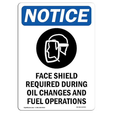 OSHA Notice Sign, Face Shield Required With Symbol, 14in X 10in Aluminum